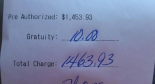 Pizza delivery guy gets $10 tip on order of $1,500; what should it have been?
